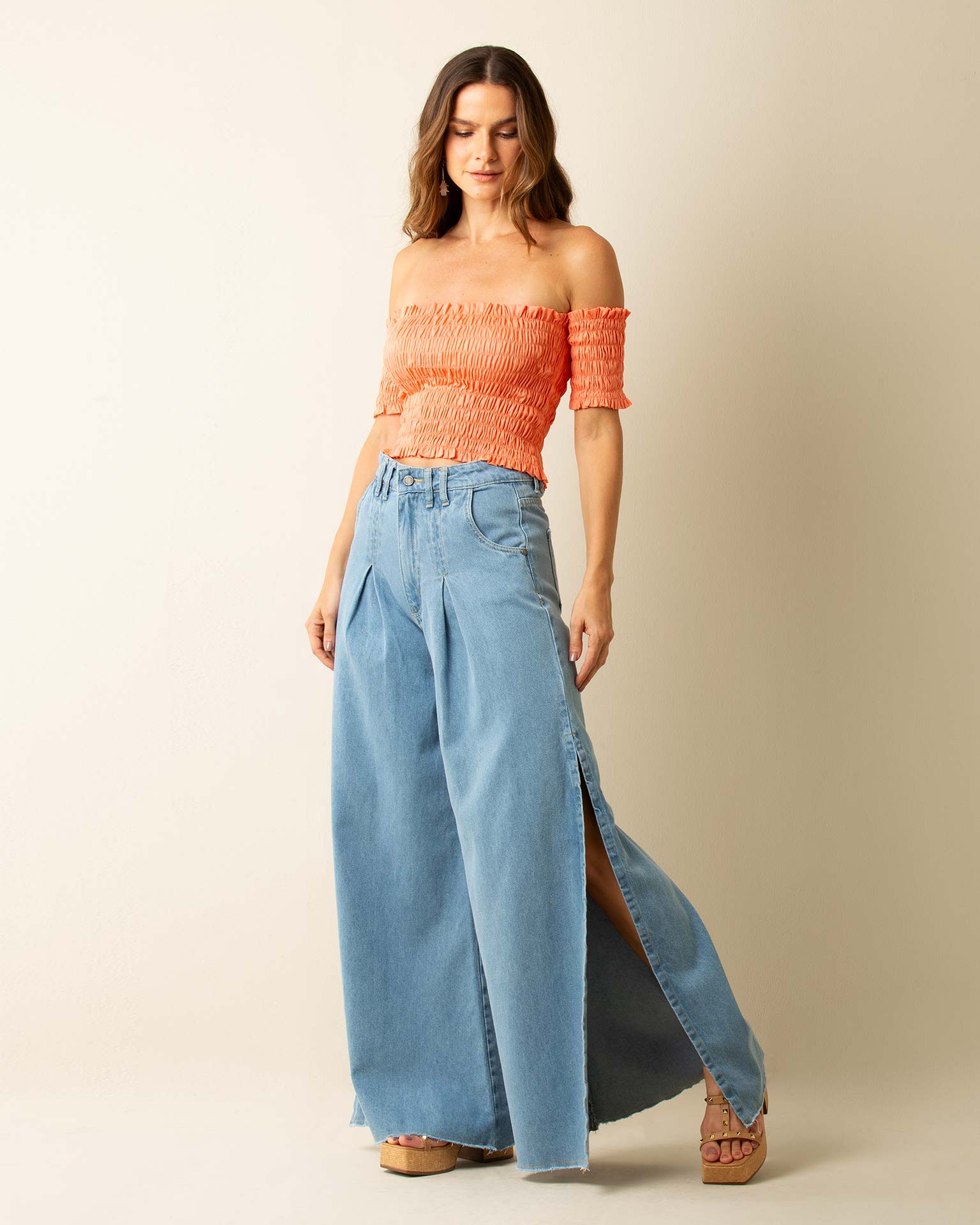 Top Cropped Lastex Ciganinha - LJ GERÂNIO - Liritty