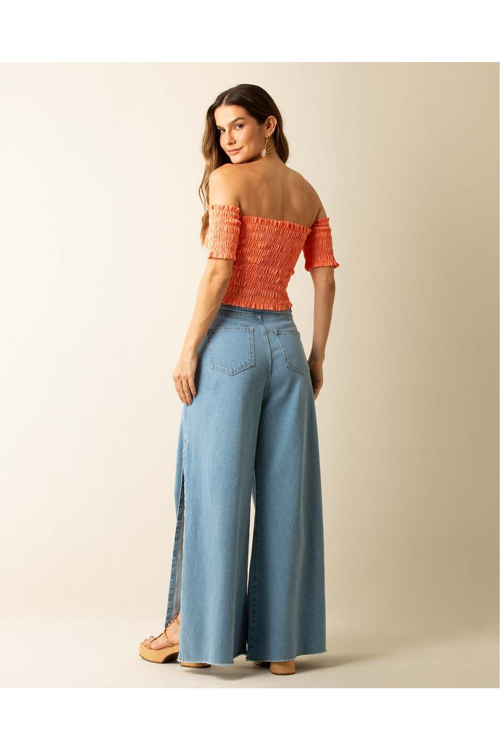 Top Cropped Lastex Ciganinha - LJ GERÂNIO - Liritty