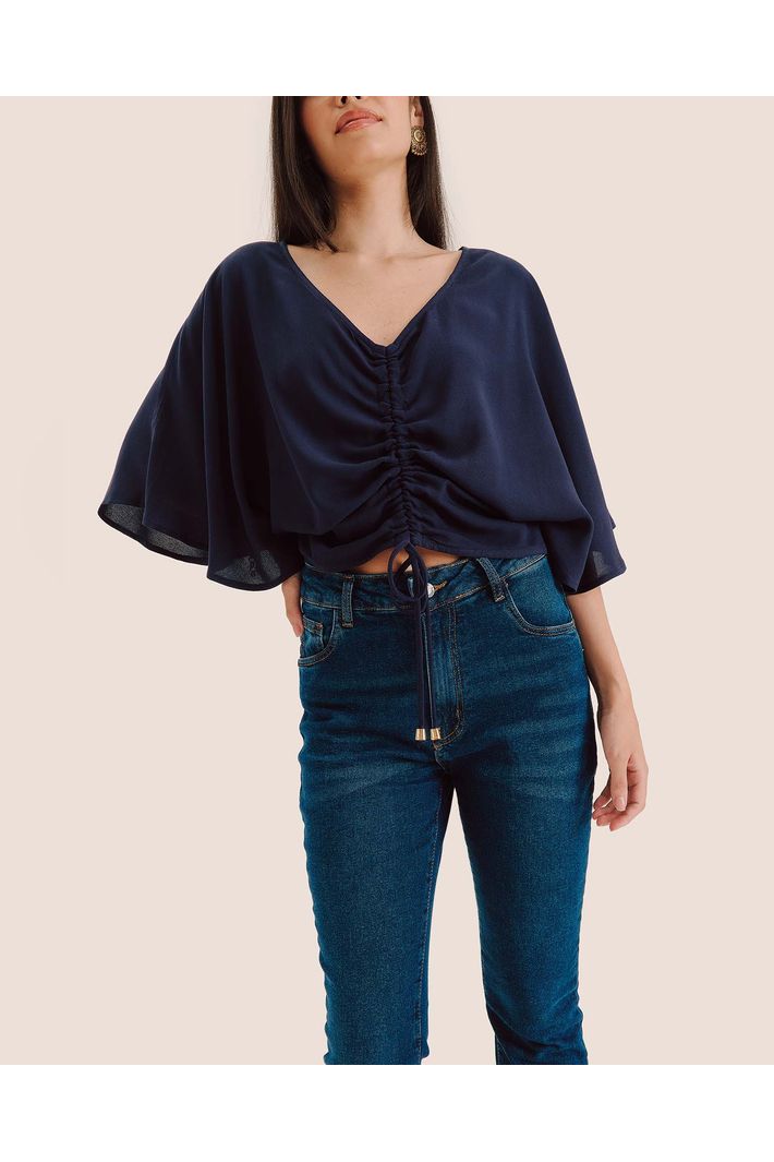 Blusa Manga Morcego com Franzido - Liritty